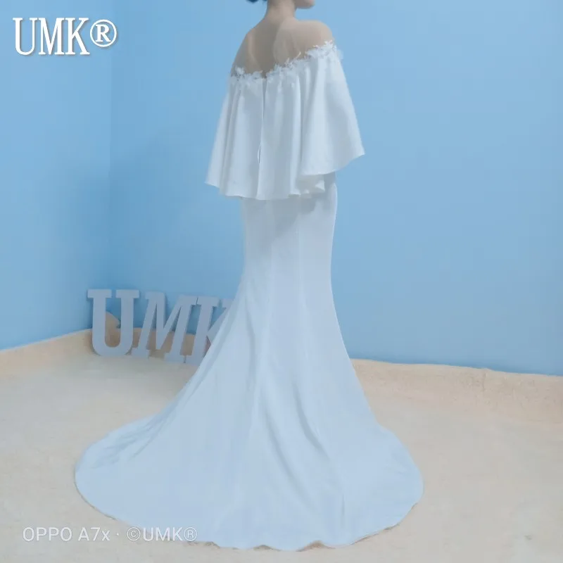 UMK простой цветной Русалка свадебное платье 2020 элегантное с открытыми плечами
