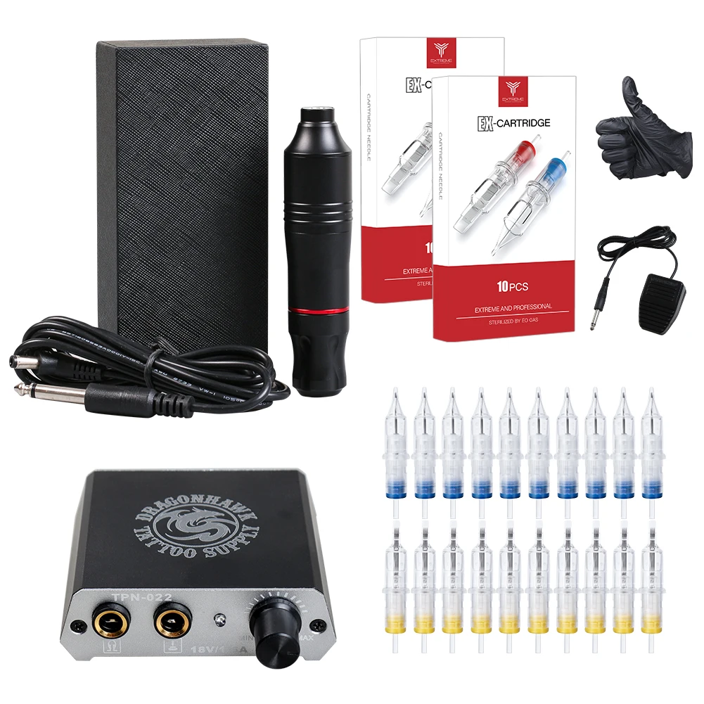 Полный набор для начинающих татуировок моторная ручка машина США пистолет иглы