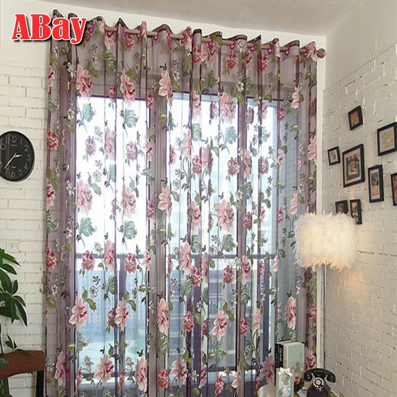 

Sheer Curtains for Living Room Luxury Home Decoration Tulle Curtains for Bedroom On The Window Europe Style Floral Voile Drapes