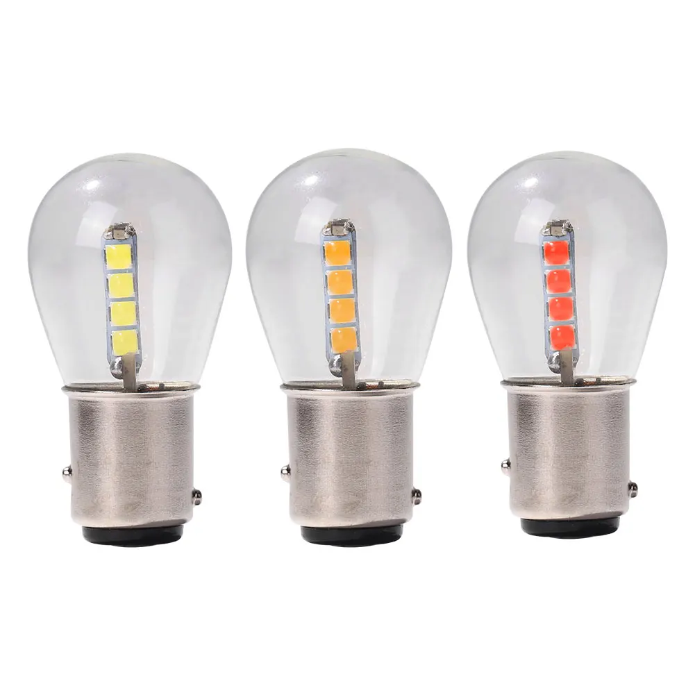 

2021 указатели поворота автомобиля лампа заднего хода 12-24 В Автомобильная белая красная желтая Светодиодная лампа стекло 1157 BAY15D 3030 SMD лампа