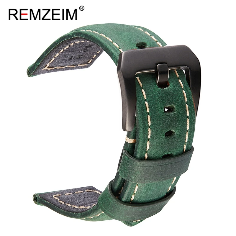 Ремешок REMZEIM ручной работы из натуральной кожи Crazy Horse 20 мм 22 24 26 спортивные