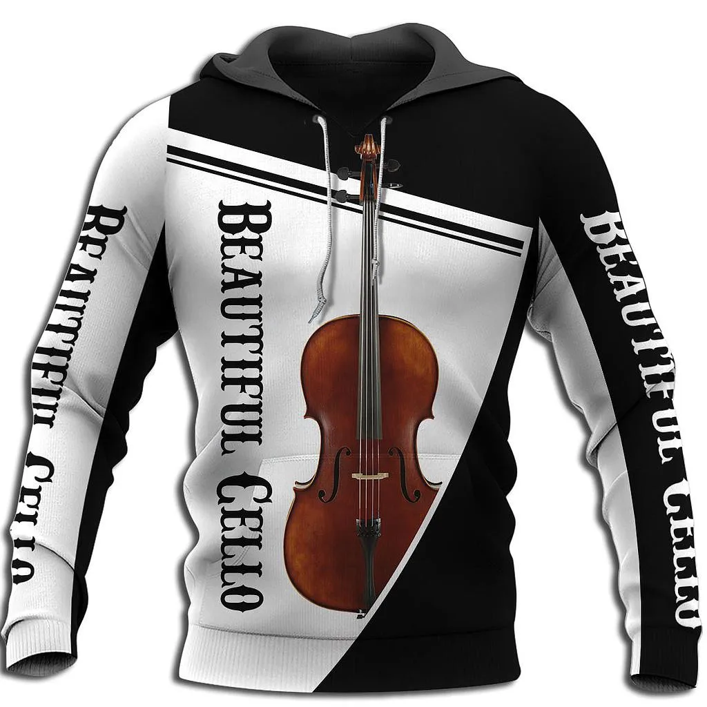 

New Fashion Casual Hoodie Beautiful Cello 3D Printed Mens Harajuku Sweatshirt Unisex Zip Hoodie CND49