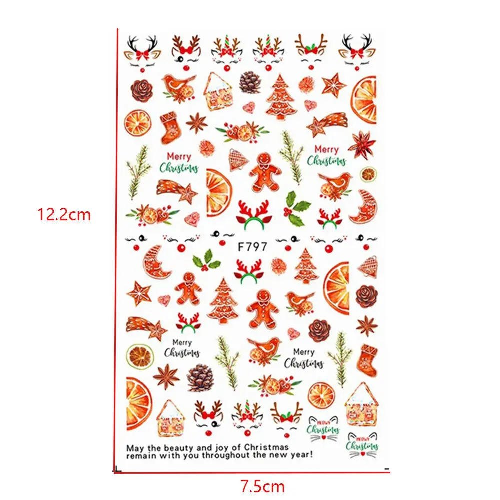 4 листа 3D Снежинка Рождественская елка кленовый лист наклейка для ногтей зимний