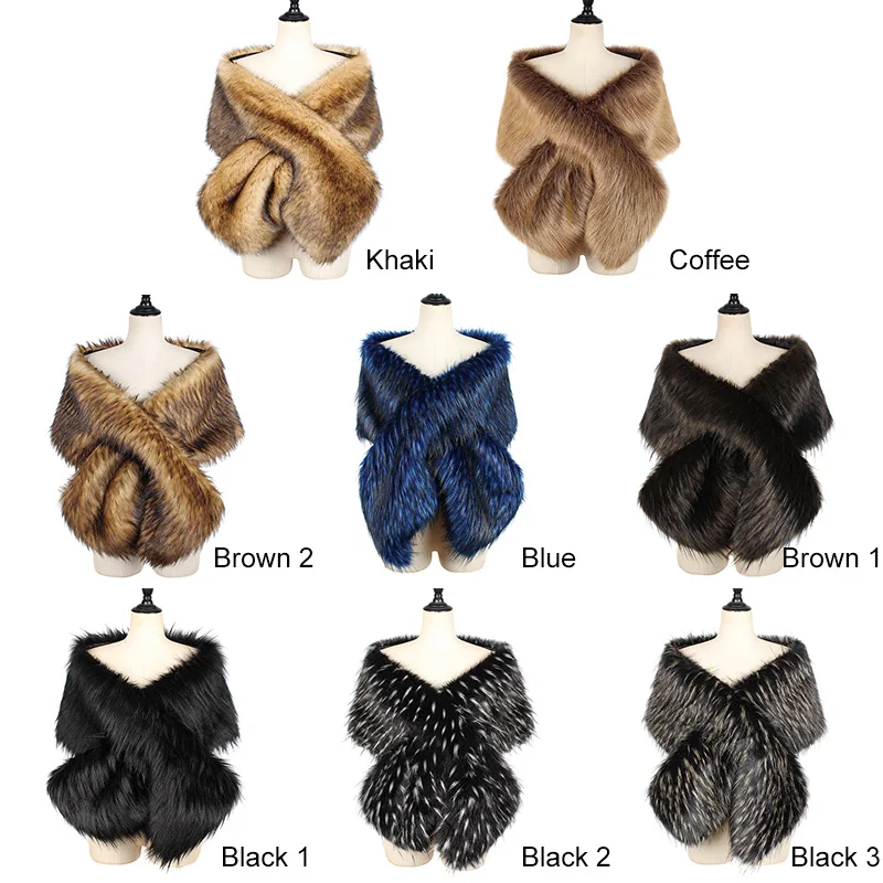 Осень-зима 2020 Модный женский шарф из искусственного меха шаль пушистая спереди