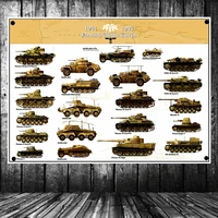 ww2 ger wehrmacht corp panzer tanks armoured vehicles military posters wall art home decoration flags banners canvas painting