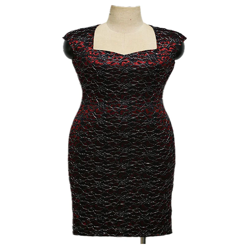 

2020 Blast European And American Women's Gold Line Lace Square Collar Small Cover Sleeves Trim Bag Hip Pencil Dress