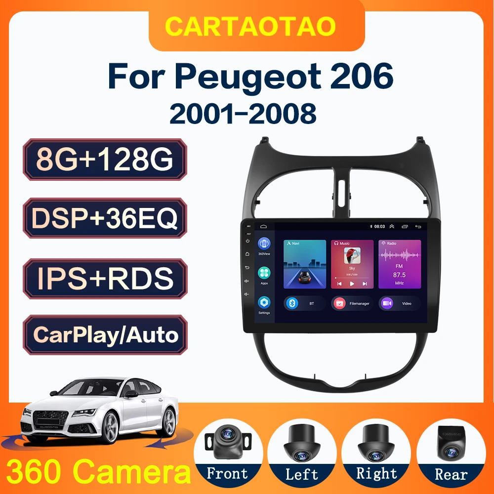 Автомагнитола 2DIN для Peugeot мультимедийный проигрыватель с GPS-навигацией 8 ГБ + 128 DSP