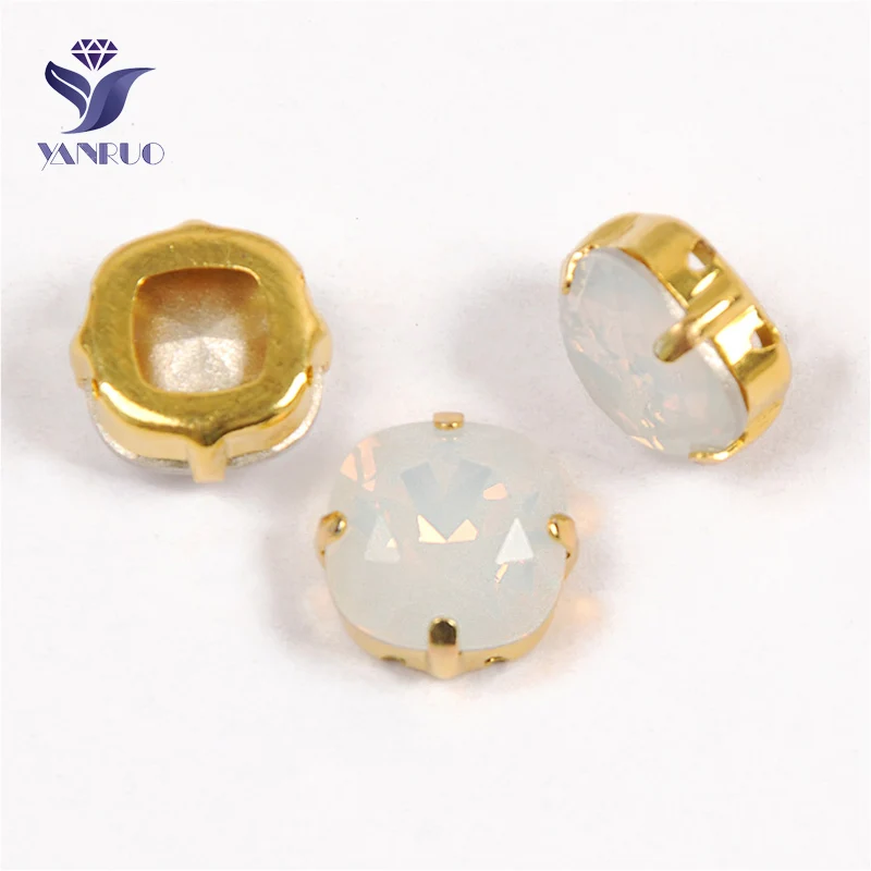 White Opal Yanruo 4470 Подушка сшита камни Комплект «сделай сам» с острым носком задняя хрустальные стразы, горный хрусталь для платья, украшение - Цвет: White Opal
