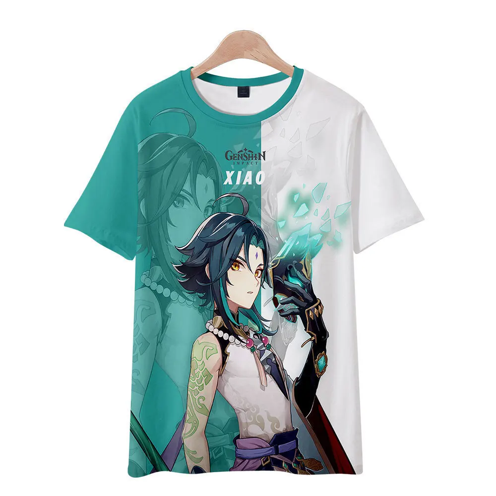 

y2k Female clothing genshin impact Loose Short Sleeve anime t shirt Pure cotton plus size clothing Harajuku Top women Kawaii