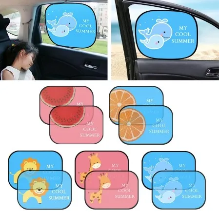 

2 Packs GM Side Window Shades Cute Cartoon Car-shaped Curtains Anti-ultraviolet Heat-resistant Baby Shades Protect The Ocean