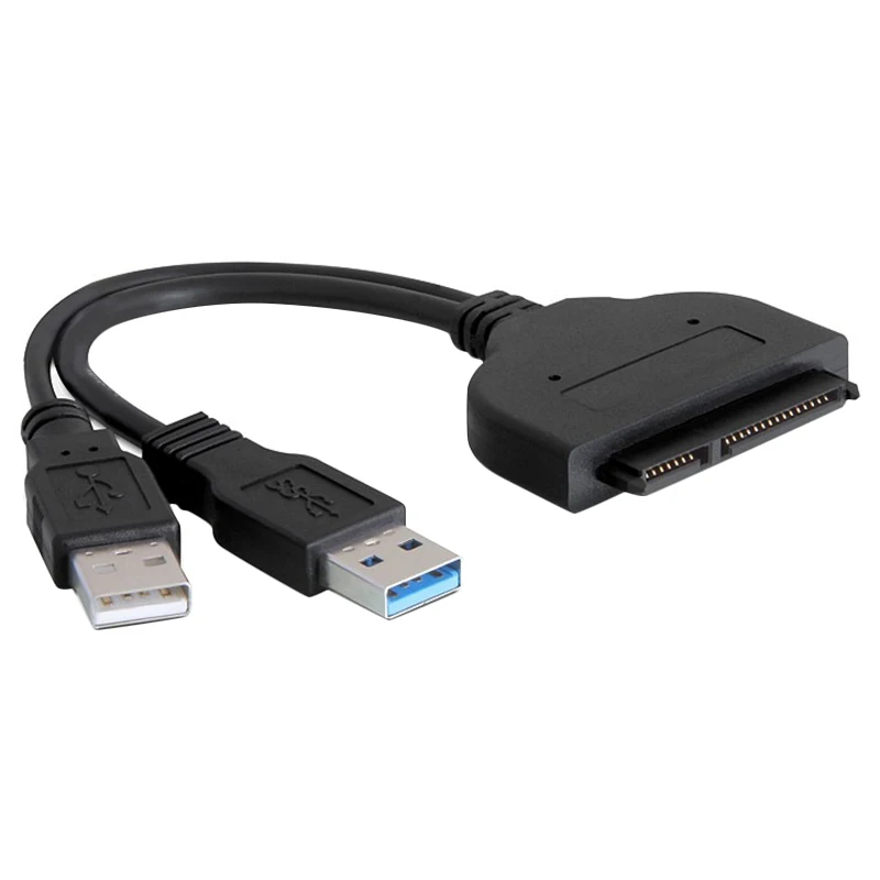 

USB 2,5 кабель для легкого вождения с двойной головкой USB3.0 + USB2.0 к SATA 22Pin 2,5-дюймовый адаптер для жесткого диска с поддержкой UASP