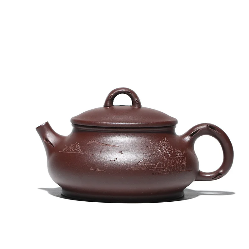 

Handmade purple clay pot purple clay inscription teapot Kung Fu tea set tree stump pan Hu goods