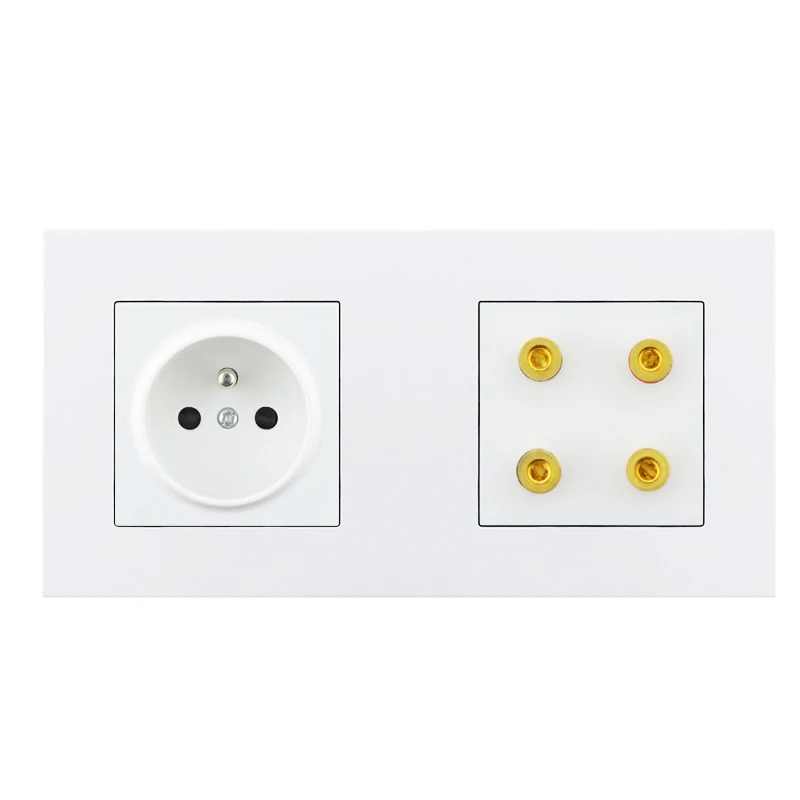 

Avoir FR Standard Plug Socket Sound Speaker Audio Jack Socket Plastic Panel Power Electrical Outlet