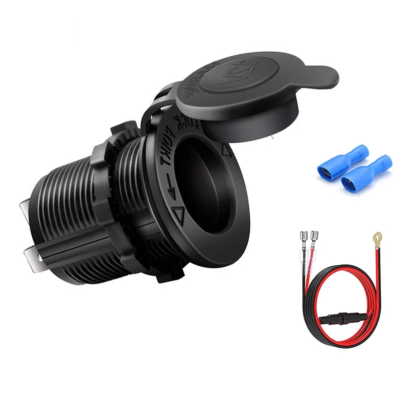 

Cigarette Lighter Socket 12V 24V Motorcycle Car Auto Boat Tractor Power Outlet Socket Waterproof Plug with fuse cable