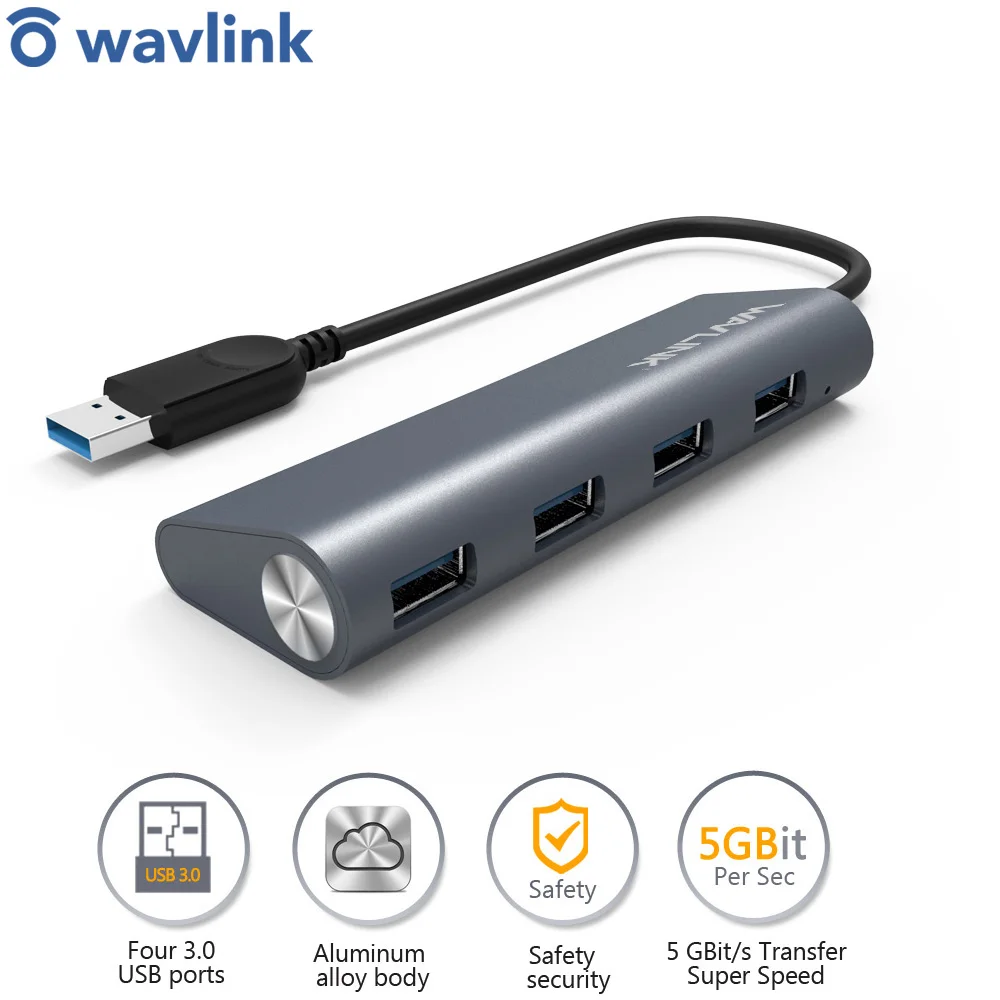 Портативный мини концентратор Wavlink с 4 портами USB 3 0 usb разветвитель 5 Гбит/с