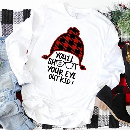 

Merry Christmas Happy New Year Graphic Long Sleeve Shirt for Women Baseball Shirt Cute Print Shirts Tops Gothic