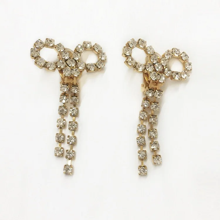 

The same type of net red bow fringed ear clip exaggerated luxury Earrings