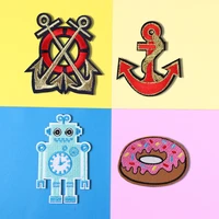 ships anchor food doughnut patch applique cartoon robot iron on embroidered patches for clothing diy sticke
