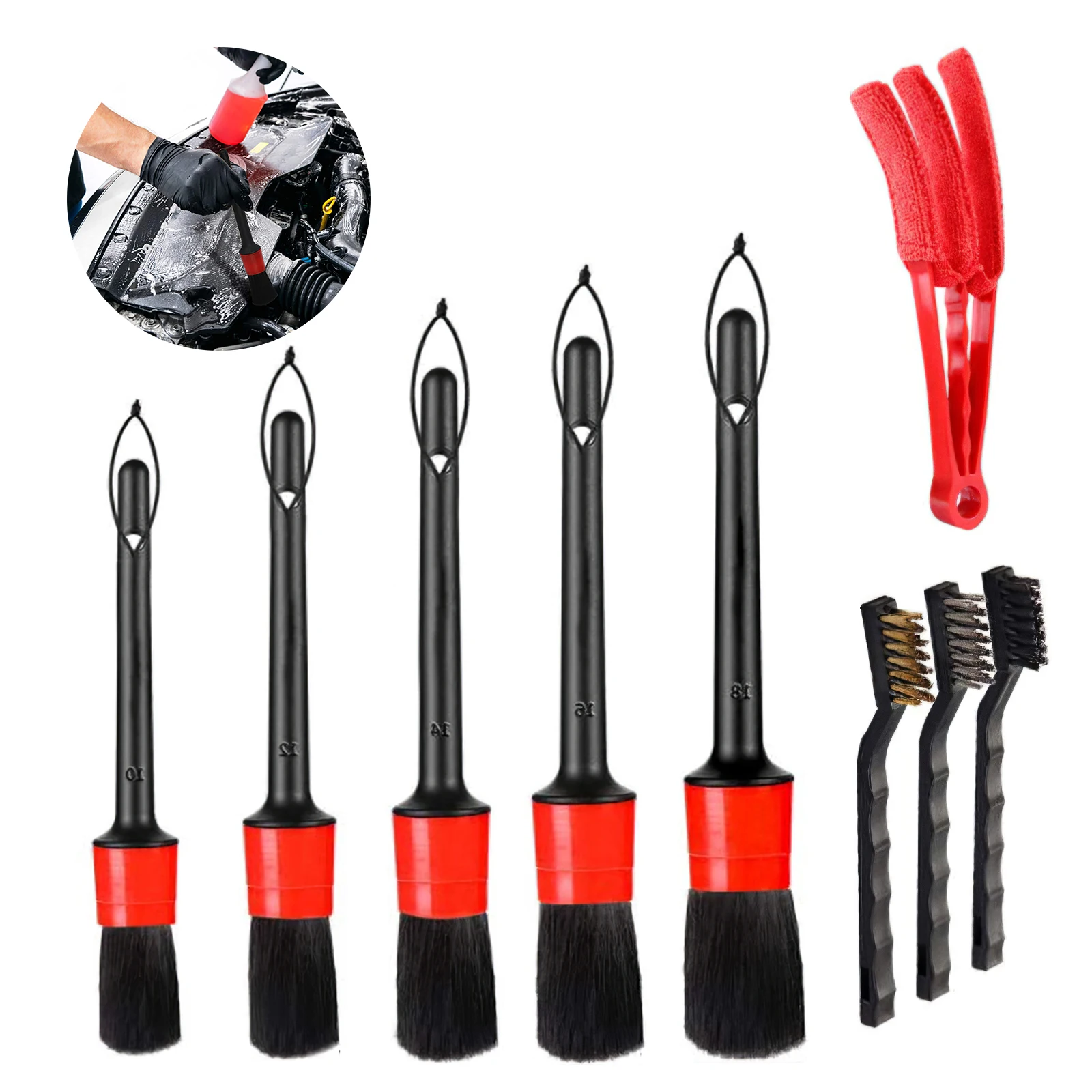 

9 шт., щётки для чистки автомобиля