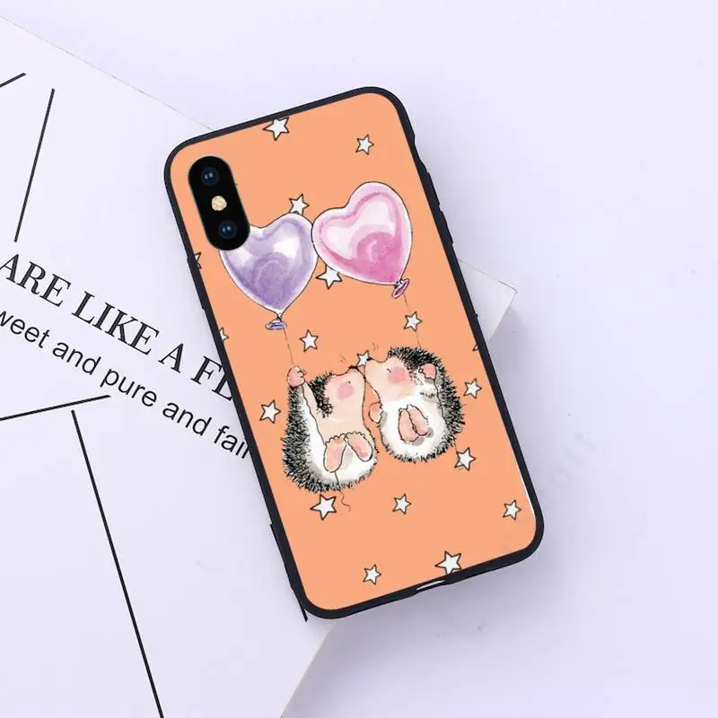 

Kawaii Hedgehog Heart Phone Case for iPhone 11 12 pro XS MAX 8 7 6 6S Plus X 5S SE 2020 XR