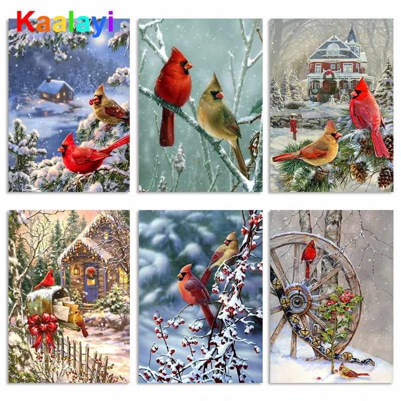

5D Full Drill Square Diamond Embroidery Birds Diamond Painting Animal Rhinestone Mosaic Winter Picture Art Wall Home Decor Zs395