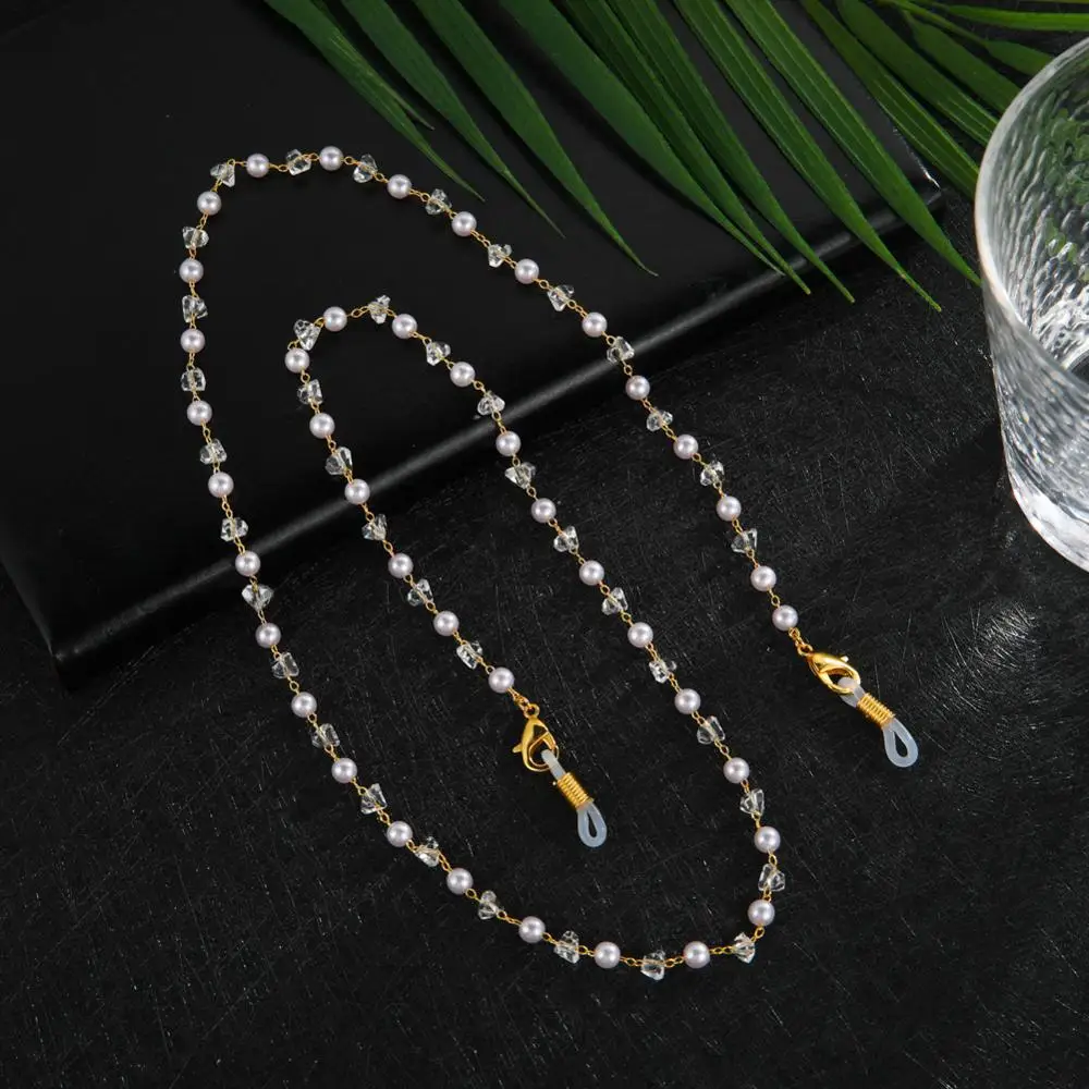 Teamer Жемчужные ремешки с кристаллами и бусинами цепочка для очков женщин