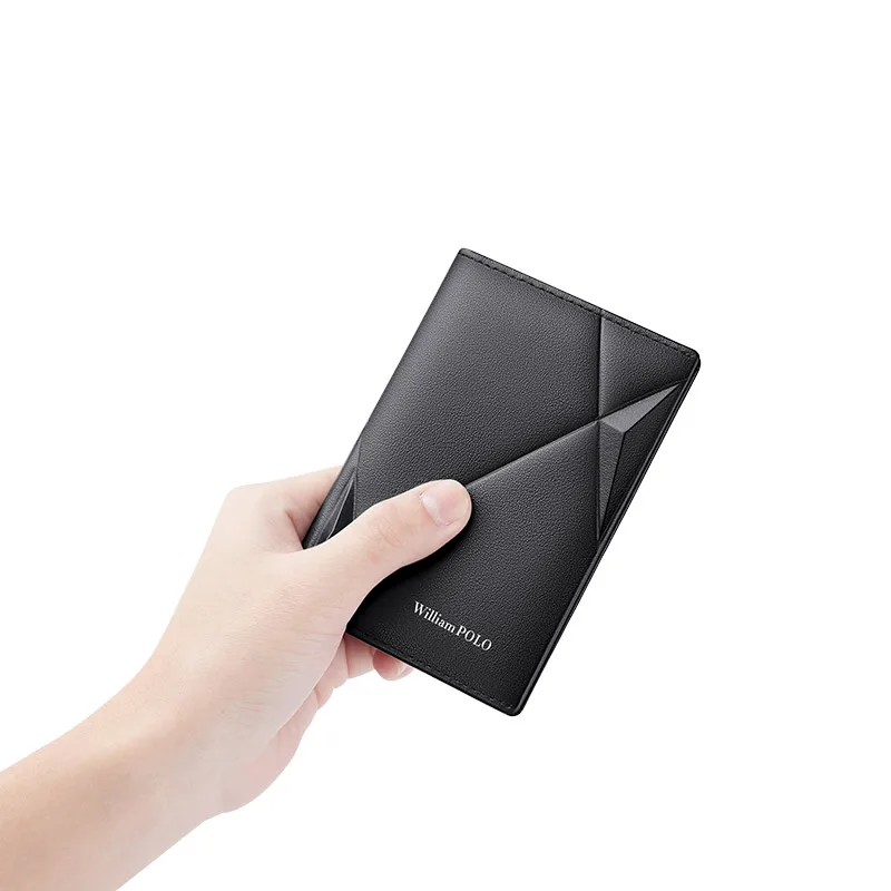 Мужская ультратонкая компактная визитница из воловьей кожи с защитой от