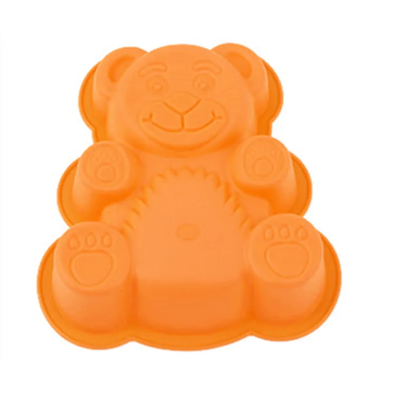 Случайный цвет 3D силиконовая форма для торта в форме медведя яркая мультяшная