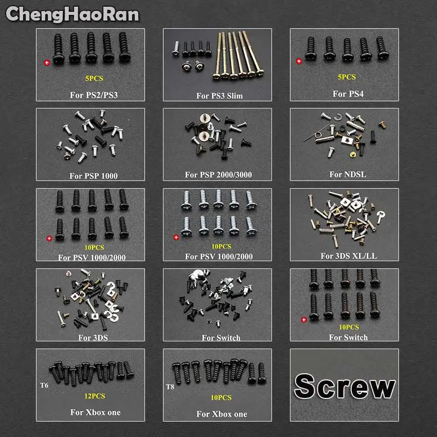 Замена винтов ChengHaoRan с головкой для PS4 PS3 Slim PS2 PSP 1000 2000 Xbox one/360 контроллера 3DS