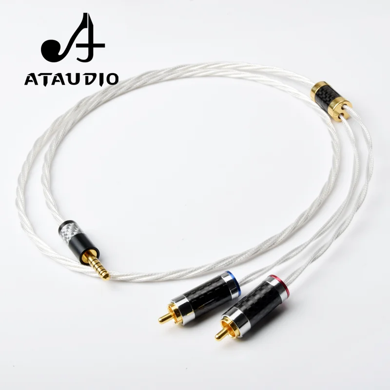 ATAUDIO Silver HIFI 4.4mm to 2 RCA Audio Cable Sony WM1A/1Z PHA-1A/2A Z1R 4.4mm to dual rca Upgrade Cable