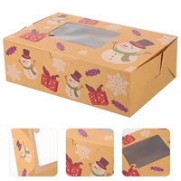 5pcs christmas cookie boxes bakery food container snowman cake boxes with clear window