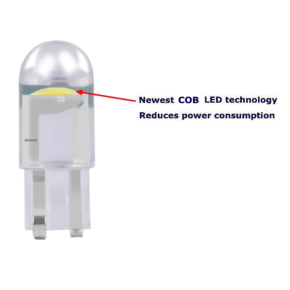 10 шт. T10 W5W WY5W COB LED Автомобильный Клин парковочный свет Поворотная боковая лампа
