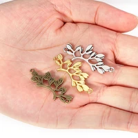 20pcs metal tree branch connectors leaf flower charm pendants for jewelry making necklace bracelet 38x16mm jewelry findings diy