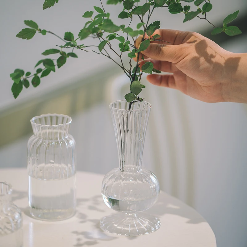 

Japanese Style Mini Small Vase Decoration Creative Living Room Transparent Glass Flower Arrangement Ins Modern Minimalis Vases