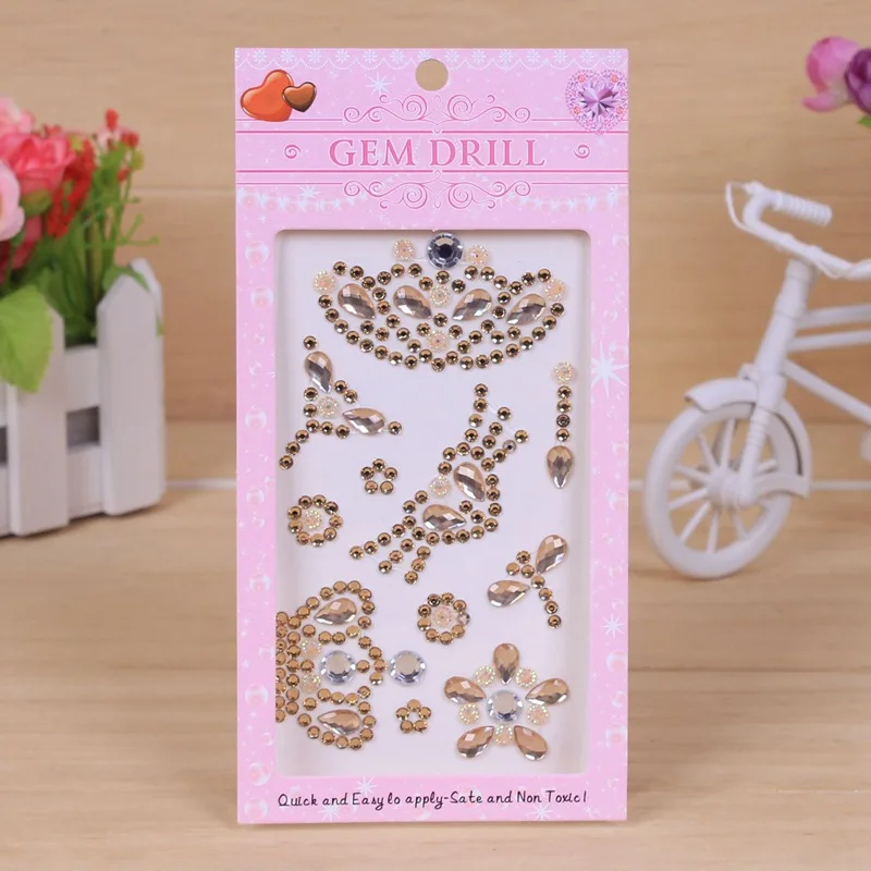 Random 1pc Diamond Crystal Stone Stickers Creative Kids DIY Art Crafts Toys Self Adhesive Crown Sticker | Игрушки и хобби