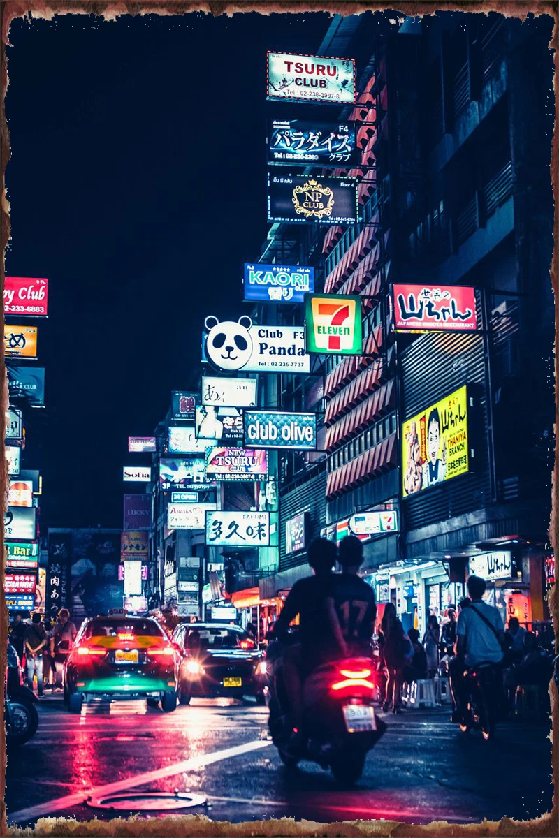 

Неоновый светлый городской Ретро винтажный металлический знак жестяная вывеска оловянные пластины настенный Декор для комнаты художестве...