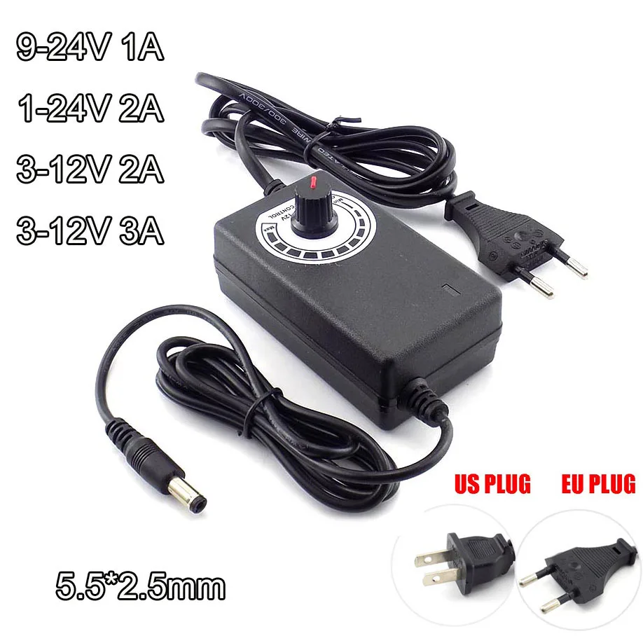 

AC/DC AC 100-220V to DC 9-24V 3-12V 2A 3A Adjustable Power Adapter with Switching Voltage Regulated Universal Power Supply U27