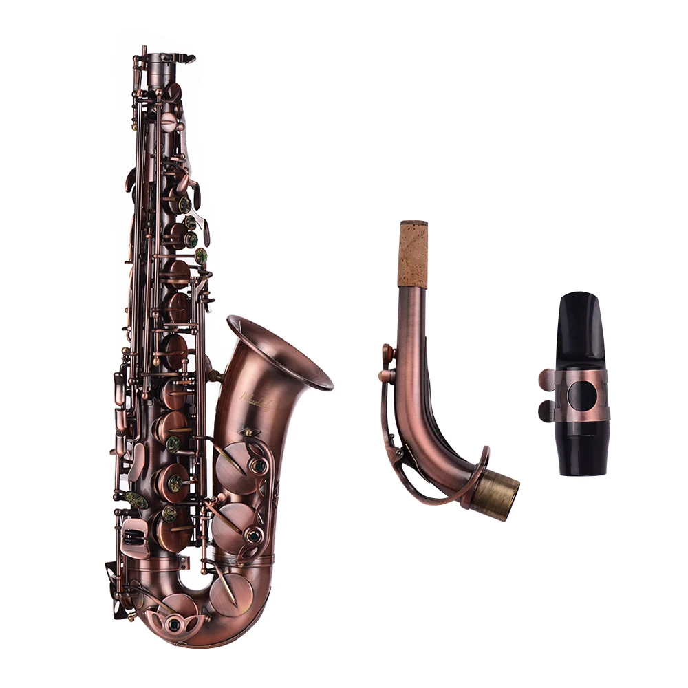 Muslady высококачественный красный Бронзовый изогнутый Eb альт-саксофон E-flat Sax