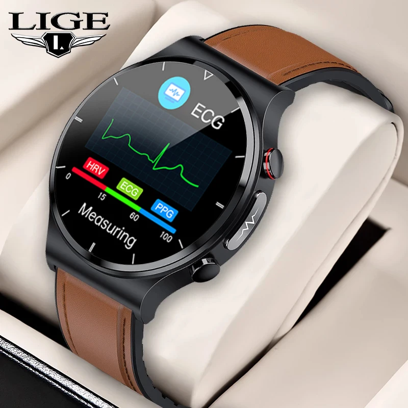 

LIGE Smart Watch Men Temperature Blood Pressure Monitor ECG+PPG Watches Wireless Charger Fitness Tracker Waterproof Smartwatch