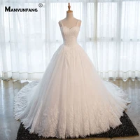 real photo custom made cathedral train sweetheart neck bridal ball gown elegant sleeveless illusion back lace wedding dress
