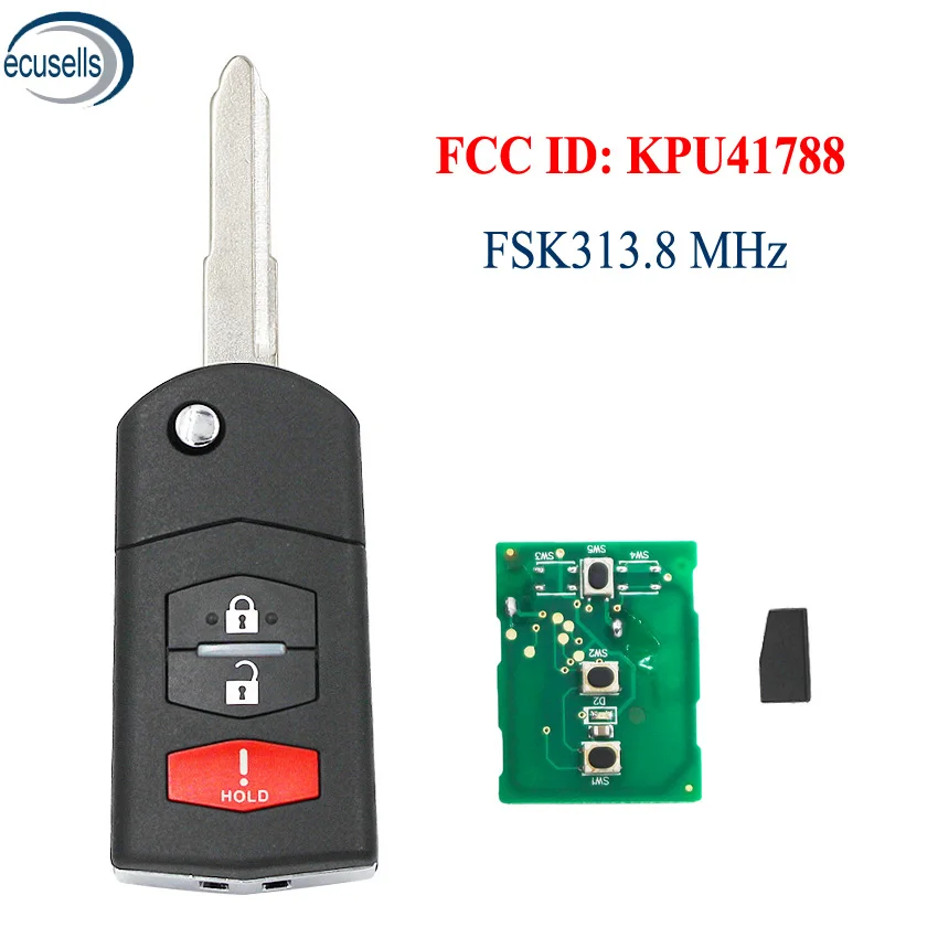 Складной дистанционный ключ для Mazda FSK 315 МГц 313 8 4D63 80 бит чип ID83 FCC ID: BGBX1T478SKE125-01 KPU41788
