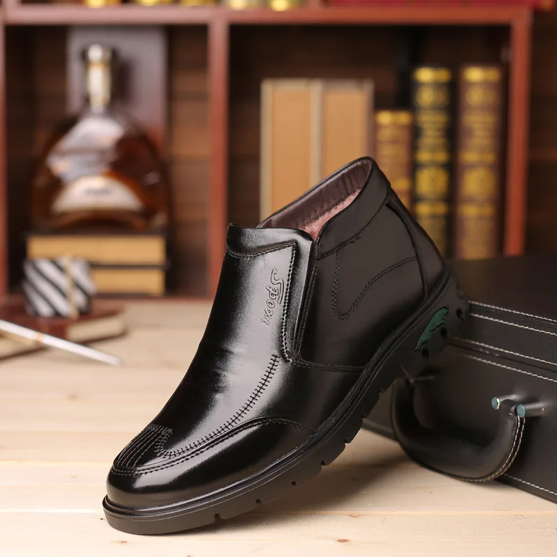 

Genuine Leather Winter Men Business Boots Slip-on Fur Warm Men Snow Boots Casual Basic Low Ankle Boots For Sale fhn67