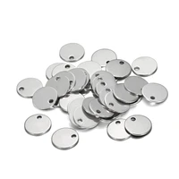 10 50pcslot 6 30mm stainless steel round sequins hole charms pendants dog tag bracelet for diy jewelry making findings supplies