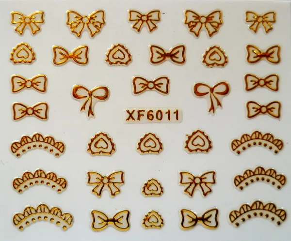 6011 Клейкая наклейка дизайн ногтей декорация для ногтей Логотип Стикер Украшение DIY бренд искусство золотые полосы цветок маникюр - Цвет: 6011