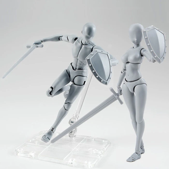 Original BODY KUN Takarai Rihito BODY CHAN Mange Drawing Figure DX Articulated Orange & Gray PVC Action Model Toy