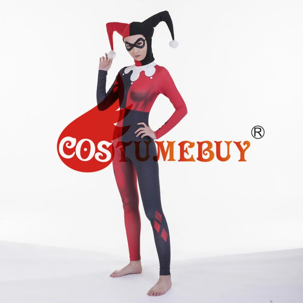 Costumebuy отряд самоубийц Куинн косплей костюм боди комбинезоны фантазия полная голова носить маска на глаза для Хэллоуина для женщин девочек реквизит