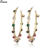 donia jewelry fashion hot selling new c earrings copper micro aaa color zircon ladies banquet joker earrings high end earrings
