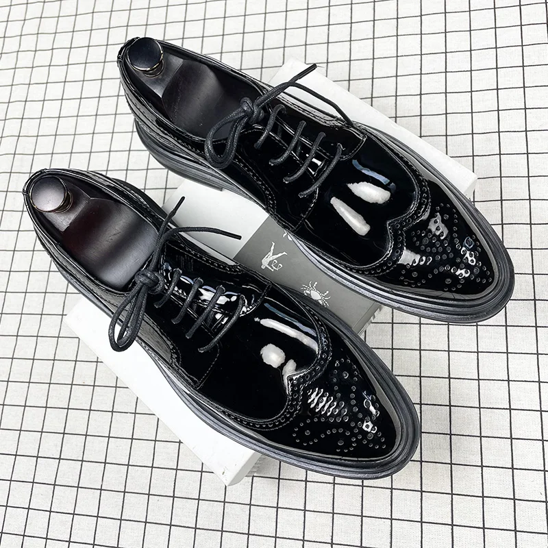 Туфли bullock мужские лакированная кожа оксфорды обувь с резьбой классические для