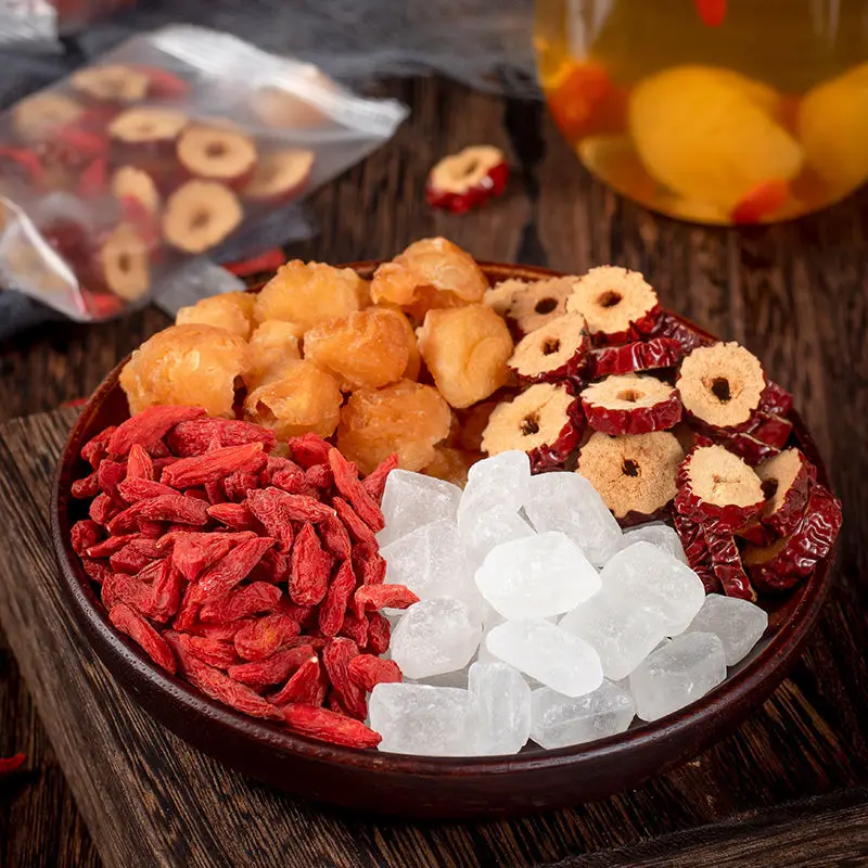 

Rock Candy with Red Date, Wolfberry (Lycium Chinense), Dried Longan, Health Tea Bag for Beauty and Warm Stomach for Women