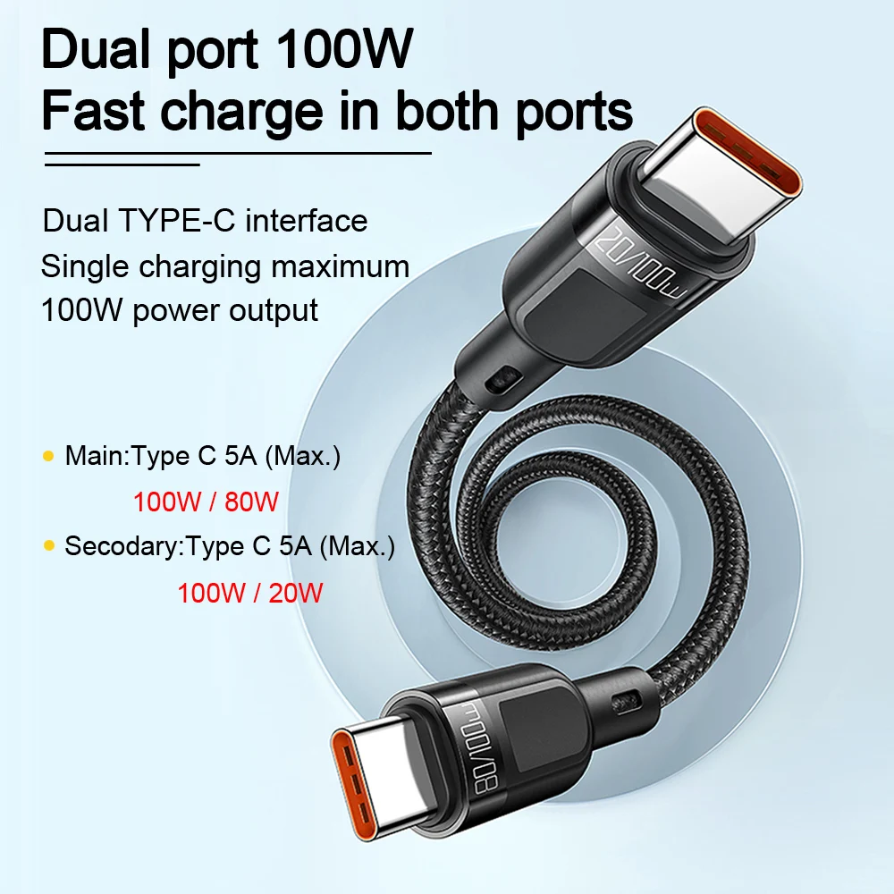 mcdodo 2 in 1 pd 100w type c cable fast charging for samsung xiaomi huawei flat laptop macbook pro usb c phone charge data cord free global shipping